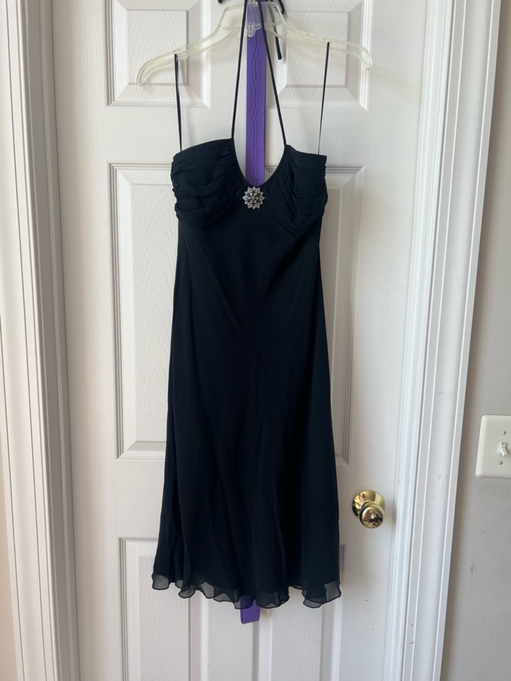 Express Black Halter Cocktail Dress with Jewel Accent